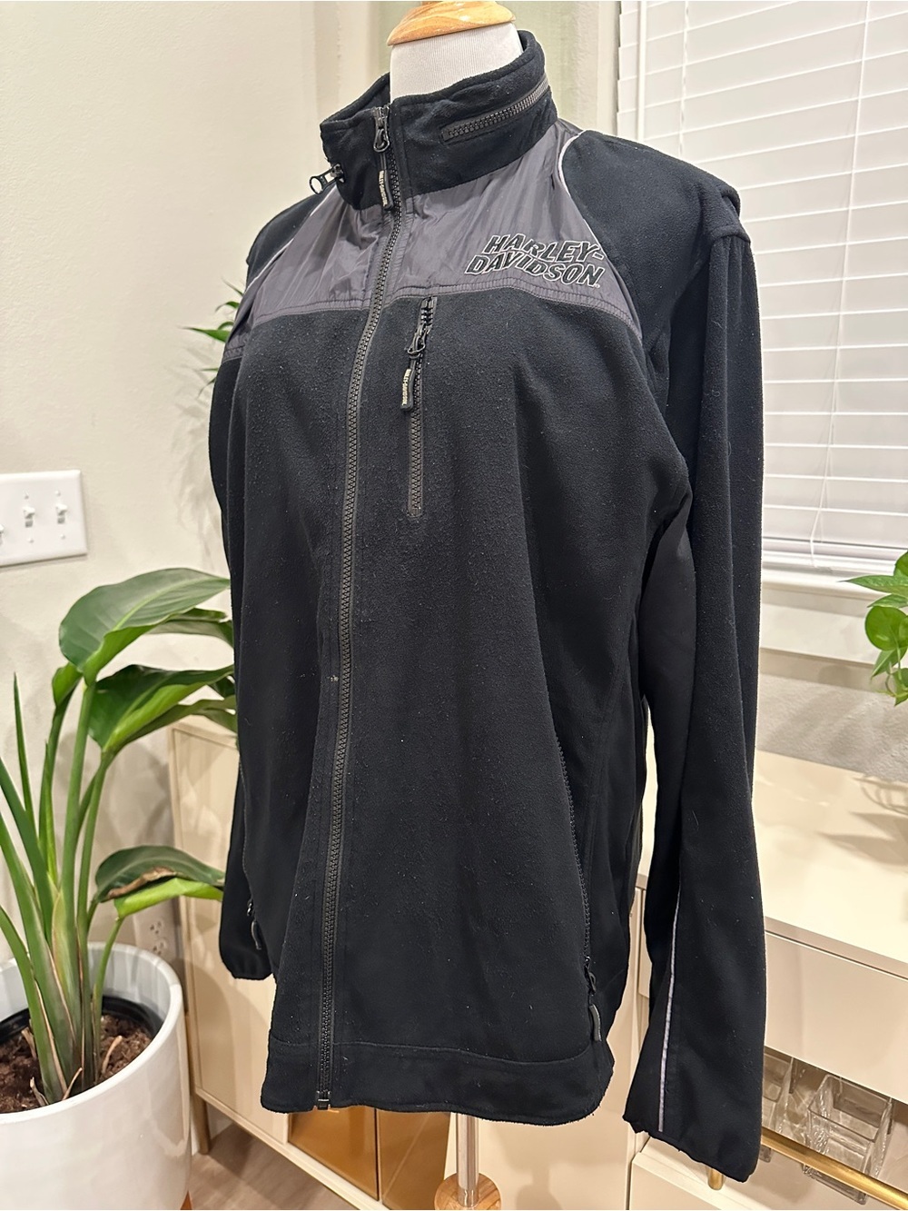 Harley-Davidson Women’s Windproof Fleece Casual Jacket - Black/Gray